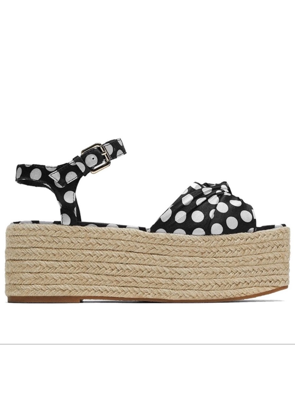 Zara Black Polka Dot Platform Espadrille Sandals - Picture 4 of 9